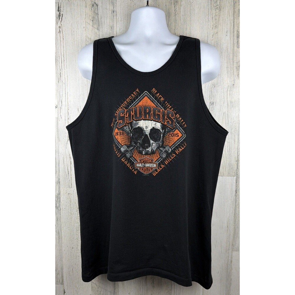 Harley Davidson Motorcycles 2015 Sturgis Distressed Tank Top T-Shirt XL (23x29)